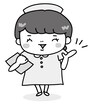 【モノクロ】案内をするナースの全身カットです。
