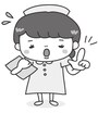 【モノクロ】注意をするナースの全身カットです。