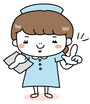 【カラー】アドバイスをするナースの全身カットです。