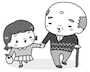 おじいちゃんと孫　敬老の日　イラスト　白黒　かわいい