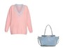 左から、JONATHAN SAUNDERS 2016春夏コレクション ライトピンクアンゴラニット・セーター／VALENTINO 2016春夏コレクション ライトブルーレザートート