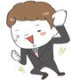 【カラー】ガッツポーズをとるサラリーマンです。