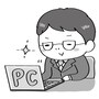 【モノクロ】パソコン作業をするサラリーマンです。