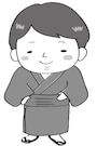 浴衣の男性　夏祭り　イラスト　白黒　かわいい