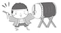  太鼓　夏祭り　イラスト　白黒　かわいい