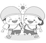幼稚園　遠足　イラスト　白黒　かわいい