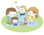 家族ピクニック　遠足　イラスト　カラー　かわいい