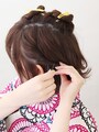 毛流れに対し直角にピンを差すと留まりやすい