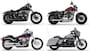 シンプルだからこそどんなバイクにも似合うSHOEI「J・O」は、アイアン883（左上）からフォーティーエイトスペシャル（右上）、ローライダー（左下）、ストリートロッドスペシャル（右下）とカテゴリーを問わない万能ぶりが魅力。