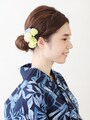 ロング浴衣・シニヨン風簡単アップヘアアレンジ