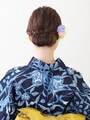 ロング浴衣・シニヨン風簡単アップヘアアレンジ