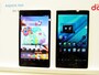 片手で持てる小型で薄型の7インチタブレットAQUOS PAD SH-08E （右はau 版AQUOS PAD SHT21）