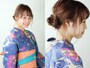 ミディアムの浴衣姿に……ハーフアップ×お団子アレンジ