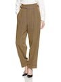 イエローベージュのツイードパンツ (エリン)ELIN H/B tweed waist belted pants