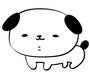 白黒の犬　イラスト　年賀状　カラー　かわいい