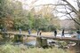 シンプルな構造の小さな石橋の冠水橋