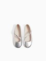 ZARA キッズ ガール ストラップディテール付きメタリックバレエシューズ