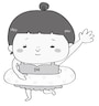 夏　イラスト　かわいい　フリー　無料　水着　女の子　白黒