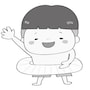 夏　イラスト　かわいい　フリー　無料　水着　男の子　白黒