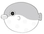 モノクロ　フグ　夏　イラスト　フリー　かわいい