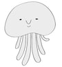 モノクロ　クラゲ　夏　イラスト　フリー　かわいい
