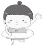 モノクロ　水着　女の子　夏　イラスト　フリー　かわいい