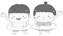 モノクロ　水着　子ども　　夏　イラスト　フリー　かわいい