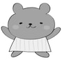 くま　動物　イラスト　白黒　かわいい