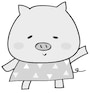 ぶた　動物　イラスト　白黒　かわいい