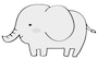 ぞう　動物　イラスト　白黒　かわいい