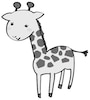 キリン　動物　イラスト　白黒　かわいい