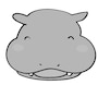カバ　動物　イラスト　白黒　かわいい