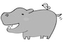 カバ　動物　イラスト　白黒　かわいい