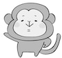 さる　動物　イラスト　白黒　かわいい