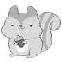 秋　イラスト　リス　白黒　かわいい