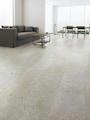 柔らかな表情を持つ、日本の石材を表現したフローリング。モダンな空間にもマッチする。[アーキスペックフロアーA 珊瑚石柄（ホワイトストーン）]　 パナソニック　http://sumai.panasonic.jp/