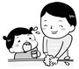 イラスト　手洗い　うがい　親子　無料　白黒