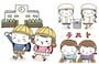 イラスト　学校　小学校　生徒　子ども　給食　勉強　宿題