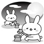 お月見イラスト月見 十五夜 うさぎ 無料 フリー かわいい モノクロ