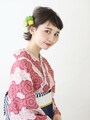 ショートヘアの浴衣に似合う髪型……外ハネハーフアップ