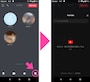 音声やビデオで通話を開始したら、画面右下の「▶（再生）」マークをタップすると、YouTubeの検索画面が現れる