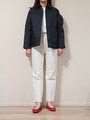 シャツジャケットなので、カジュアルな素材でもラフになりすぎないのが◎