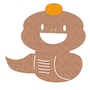 みかんをのせたヘビのイラスト