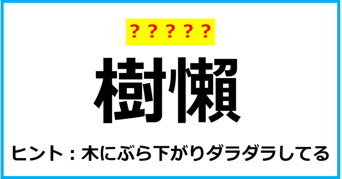 【難読クイズ】動物の名前「樹懶」なんて読む？（第34問）