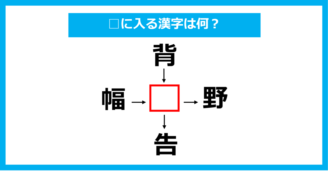 【漢字穴埋めクイズ】□に入る漢字は何？（第929問）