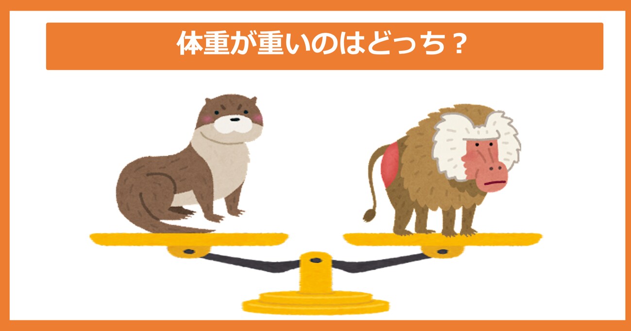 【体重が重いのどっち？】コツメカワウソ vs マントヒヒ