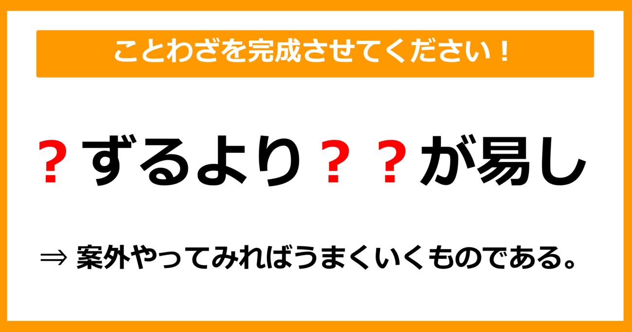 【ことわざクイズ】「〇ずるより〇〇が易し」空欄に入るのは？（第1問）