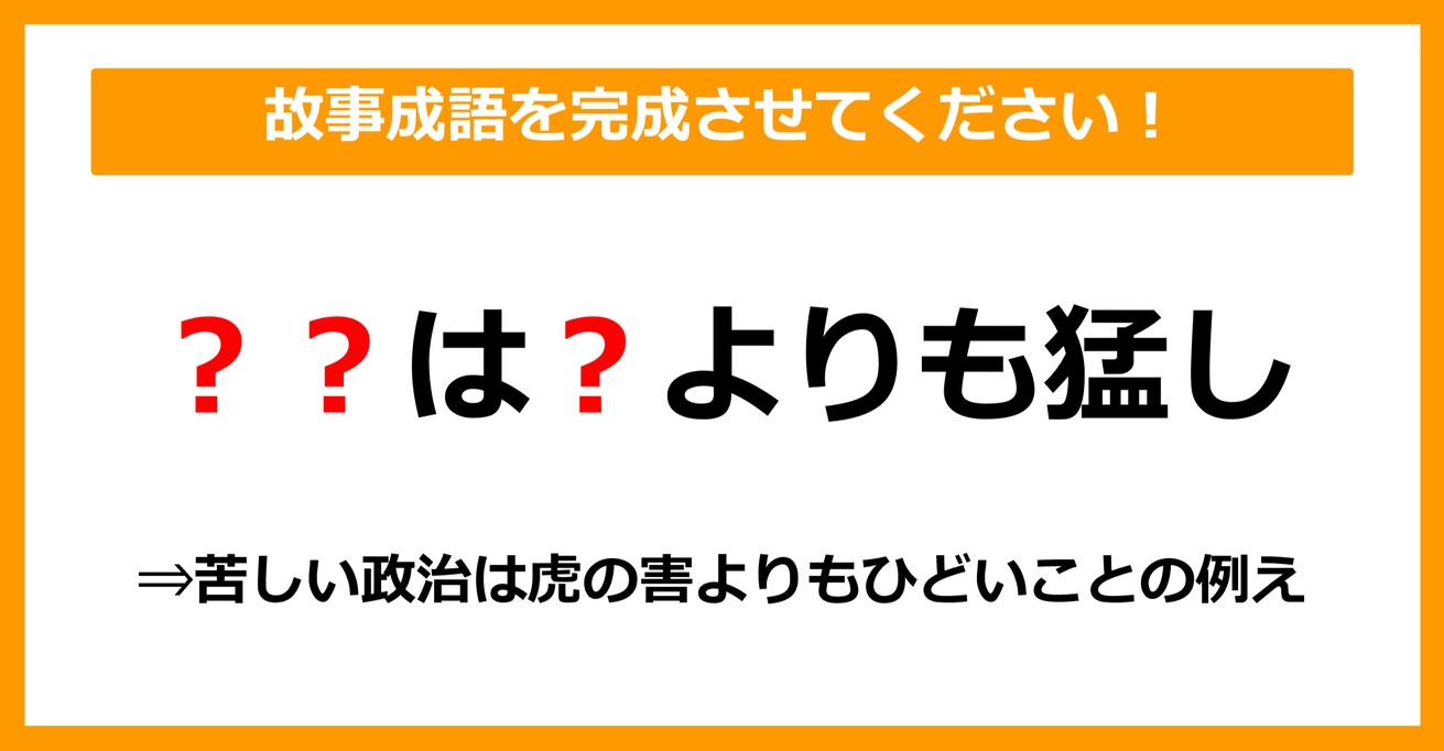 【故事成語クイズ】「〇〇は〇より猛し」空欄に入るのは？（第1問）