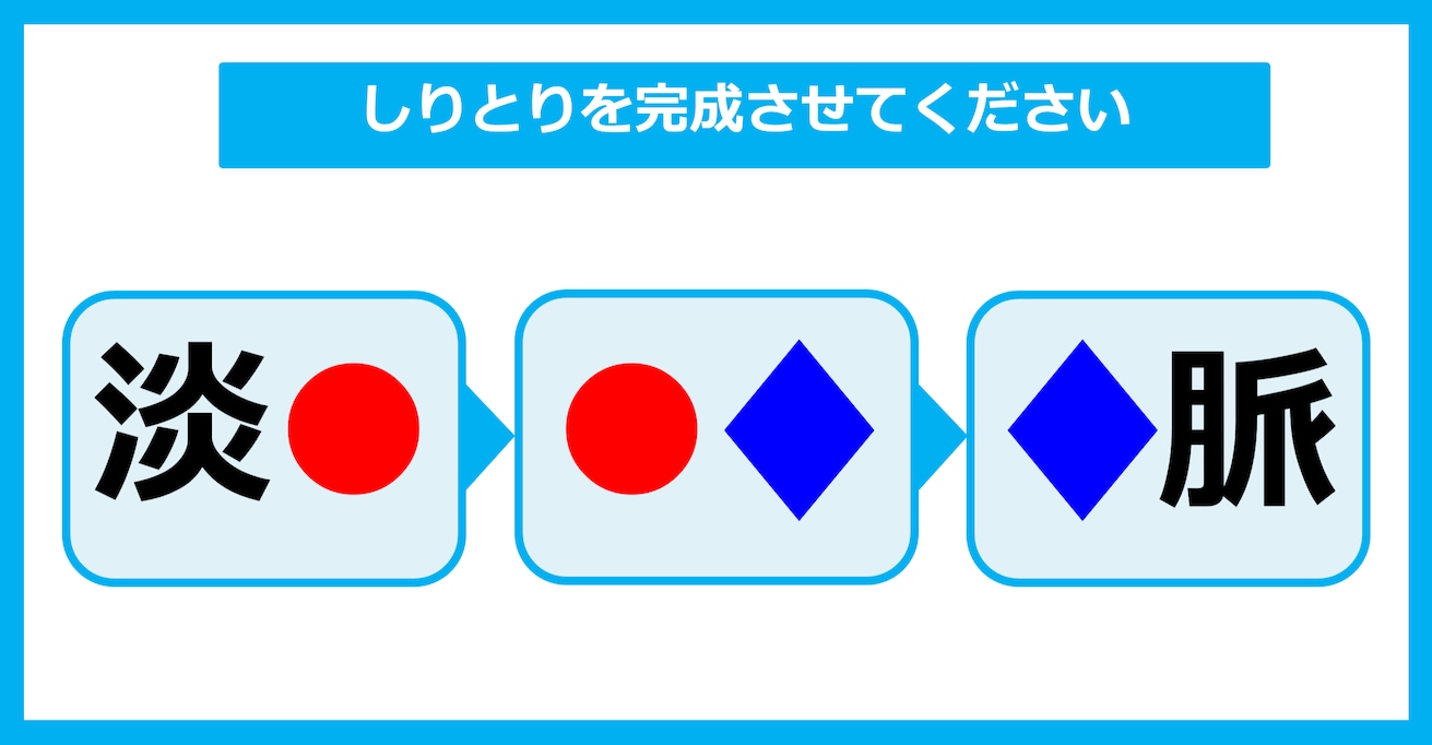 【漢字しりとりクイズ】○と◇に入る漢字は何？（第9問）