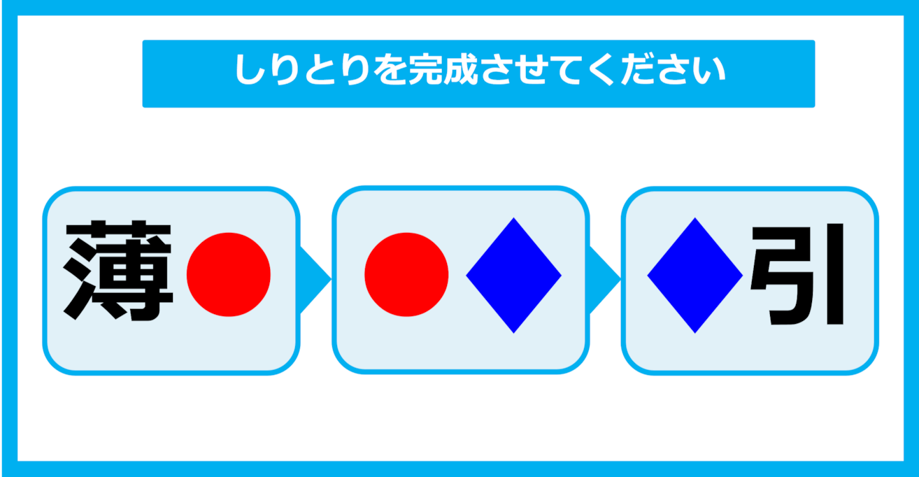 【漢字しりとりクイズ】○と◇に入る漢字は何？（第13問）